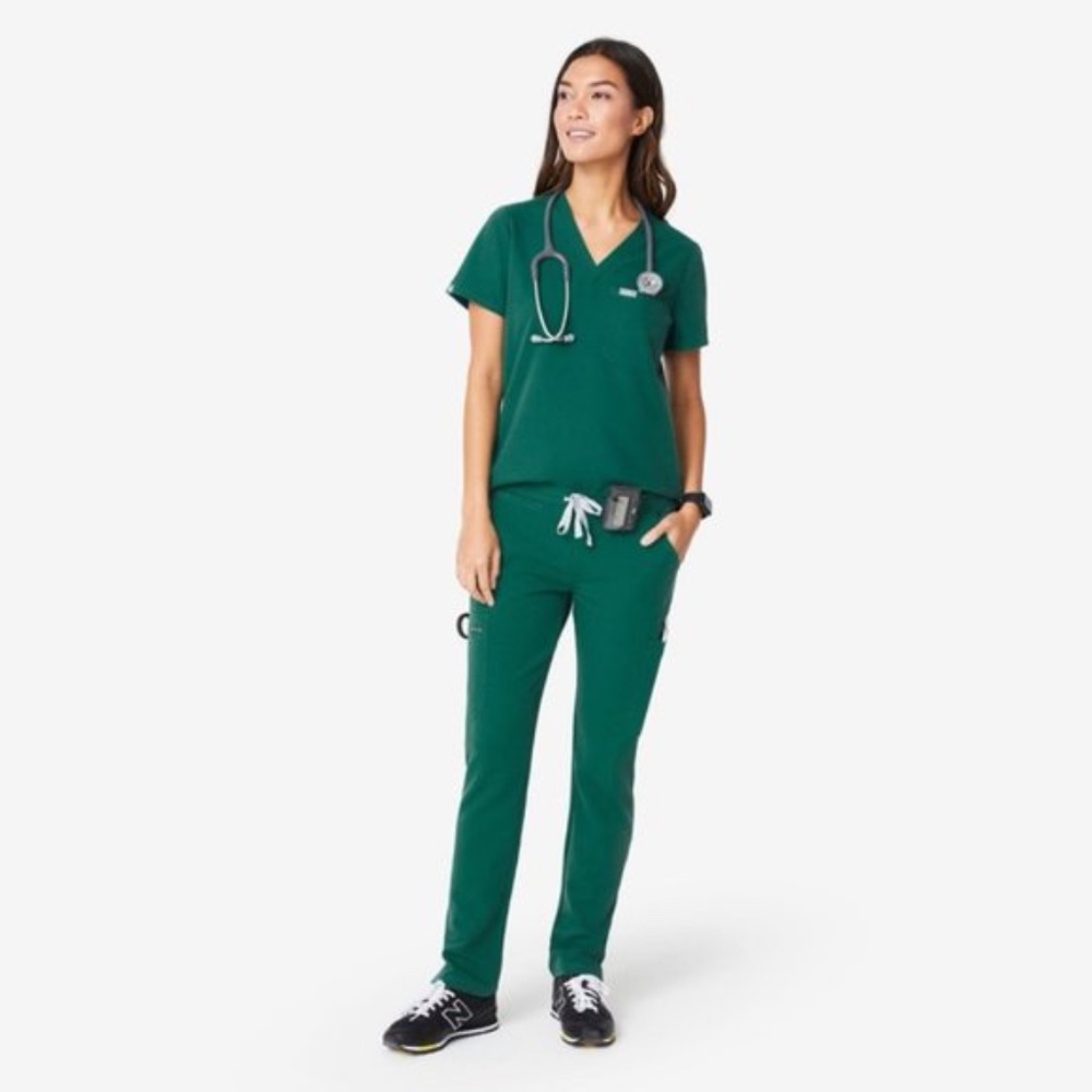 Figs Yola Skinny Scrub Pants, Hunter Green, Medium Petite